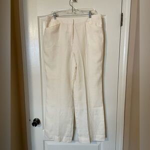 J Jill 100% Linen Wide Leg Pants Cream Mid Rise Coastal Resortwear Size 16 NWT